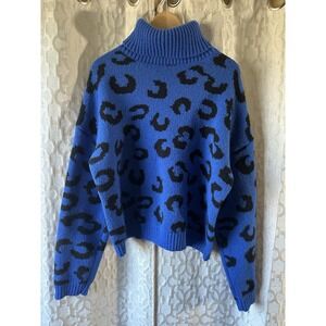 Shein Women's Knitted Sweater Leopard Print Long Sleeve Pullover  Size XL